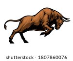 big aggressive muscle bull attacking
