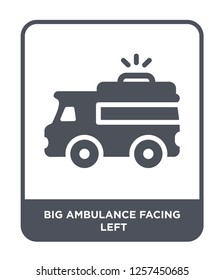 big ambulance facing left icon vector on white background, big ambulance facing left trendy filled icons from Mechanicons collection, big ambulance facing left simple element illustration