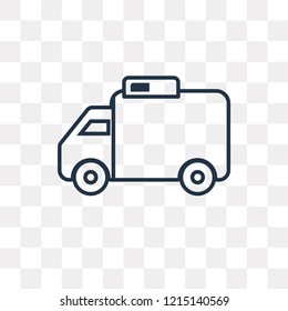 Big Ambulance Facing Left vector outline icon isolated on transparent background, high quality linear Big Ambulance Facing Left transparency concept can be used web and mobile