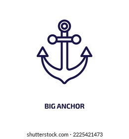 big anchor icon from nautical collection. Thin linear big anchor, big, metal outline icon isolated on white background. Line vector big anchor sign, symbol for web and mobile