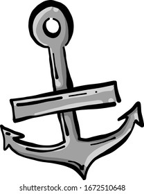 Big anchor, illustration, vector on white background.