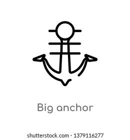 big anchor vector line icon. Simple element illustration. big anchor outline icon from nautical concept. Can be used for web and mobile