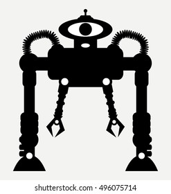 big android robot, vector robot silhouette 