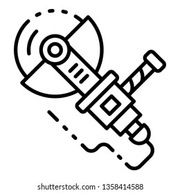Big angle grinder icon. Outline big angle grinder vector icon for web design isolated on white background