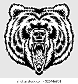 Big Angry Bear Head Print