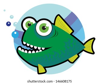 Big angry fish cartoon vector illustration