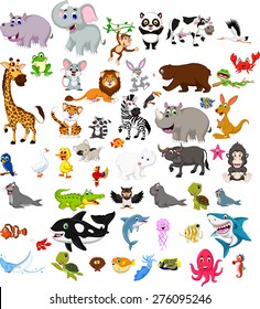 big animal cartoon set