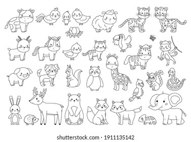 Big Animals Set Coloring Book Outline Stock Vector (Royalty Free)  1911135142 | Shutterstock
