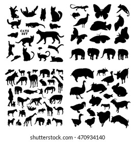 Big animals silhouettes set