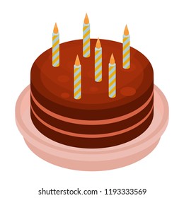 Big anniversary cake icon. Isometric of big anniversary cake vector icon for web design isolated on white background
