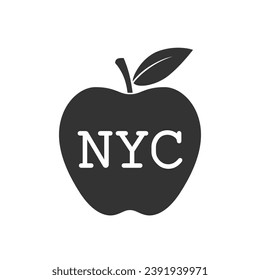 Gran símbolo de Apple de Nueva York. Apple con letras NYC señas aisladas en fondo blanco. Ilustración del vector