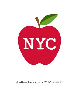 Big Apple symbol of New York. Apple with letters NYC isolated sign on white background. Vector illustration