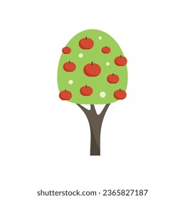 Big apple tree icon flat vector. Garden fruit. Harvest garden isolated