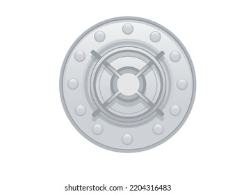 Big armored steel door safe for safety keeping money vector illustration isolated on white background