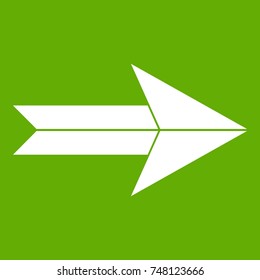 Big arrow icon white isolated on green background. Vector illustration