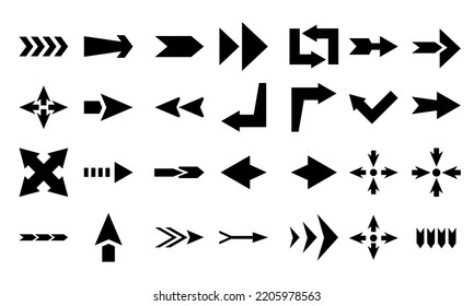 Big arrow set of Glyps icons. Arrow icon. Vector collection of arrows. Arrow. cursor. Modern simple arrow. Vector illustration