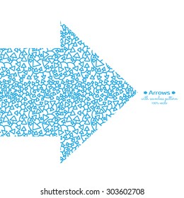 Big arrow with small arrows pattern and text. Design template