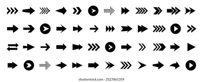 Big arrows set icon. Black arrow icons, modern simple arrows, arrow vector collection.