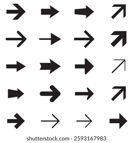 Big Arrows set icon in black color. Arrow vector collection . Vector illustration. Modern and simple arrows. abstract application arrows. right left back up down design. direction arrow icon symbol. 