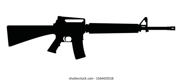 big automatic rifle silhouette, vector illustration 