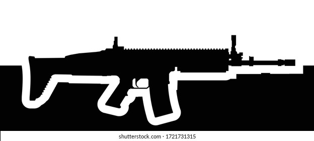 silueta de rifle automático grande, ilustración vectorial 