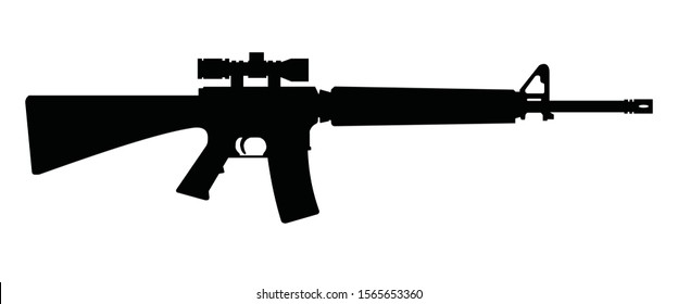 big automatic sniper rifle silhouette, vector illustration 