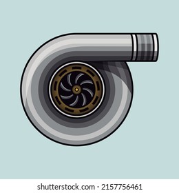 Big Automotive silver and gold turbo charger.