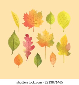 Big autumn leaves set to design banners, posters, backgrounds, print POD...etc.