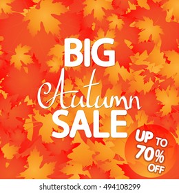 Big Autumn Sale, Up to 70 percent off, special offer, banner design template, vector illustration