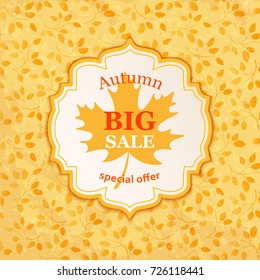Big Autumn Sale background. Vector banner template illustration