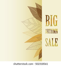 Big autumn sale. Colorful autumn leaves background in vector.