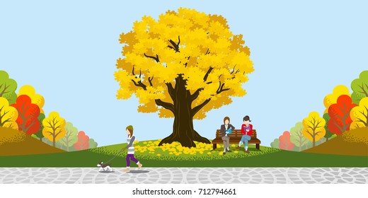 Big Autumn Tree In The Park