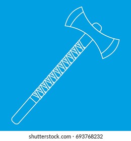 Big axe icon blue outline style isolated vector illustration. Thin line sign