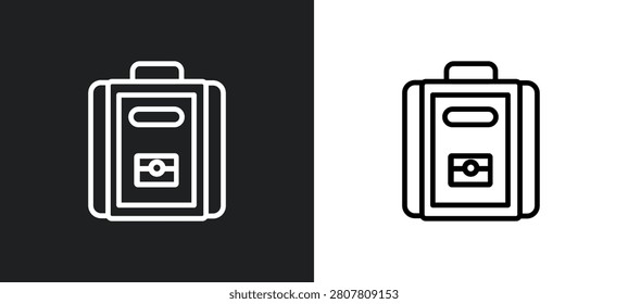 big backpack outline icon in white and black colors. big backpack flat vector icon from airport terminal collection for web, mobile apps and ui.