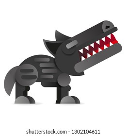 Big bad cartoon wolf. Vector clip art illustration on white background