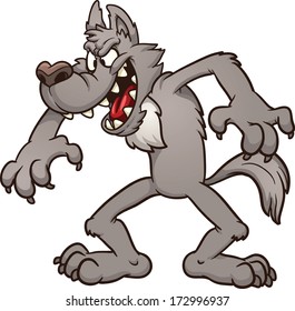 Big bad cartoon wolf  Vector clip art illustration and simple gradients  All in single layer  