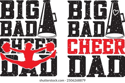 Big Bad Cheer Dad, Cheerleader, Pom Poms Cut Files