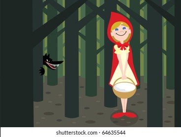 The big bad wolf is after the Little Red Riding Hood but she does not know yet. 