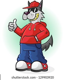 Big Bad Wolf Cartoon Character Giving a Thumbs Up