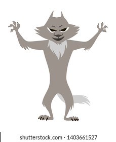 Big bad wolf. Vector clip art children illustration.
