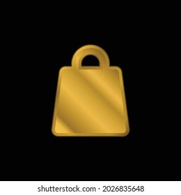 Big Bag gold plated metalic icon or logo vector