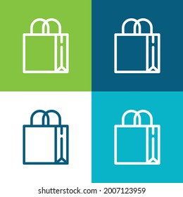 Big Bag With Handles Flat four color minimal icon set