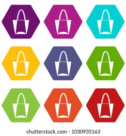 Big bag icon set many color hexahedron isolated on white vector illustration