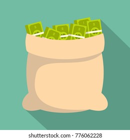 Big bag money icon. Flat illustration of big bag money vector icon for web