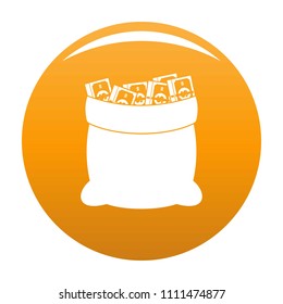 Big bag money icon. Simple illustration of big bag money vector icon for any design orange