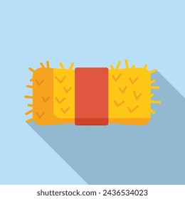 Big bale hay icon flat vector. Natural food bail. Farm nature organic