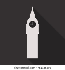 big ban clock icon. sign design in flat style with long shadow