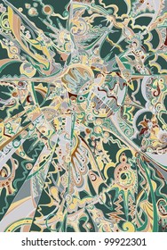 Big bang event in batik style abstract background