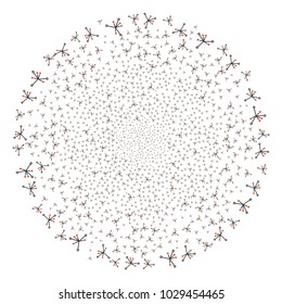 Big Bang fireworks spheric cluster. Object pattern constructed from scattered big bang pictograms as exploding round shape. Vector illustration style is flat iconic symbols.
