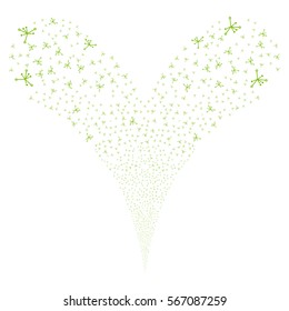 Big Bang fireworks stream. Vector illustration style is flat eco green iconic symbols on a white background. Object double fountain made from random icons.